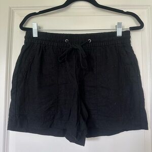 Black linen blend shorts